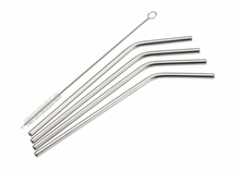 Load image into Gallery viewer, Winco, Stainless Steel Drinking Straws (Set of 4, Straight/Curved)