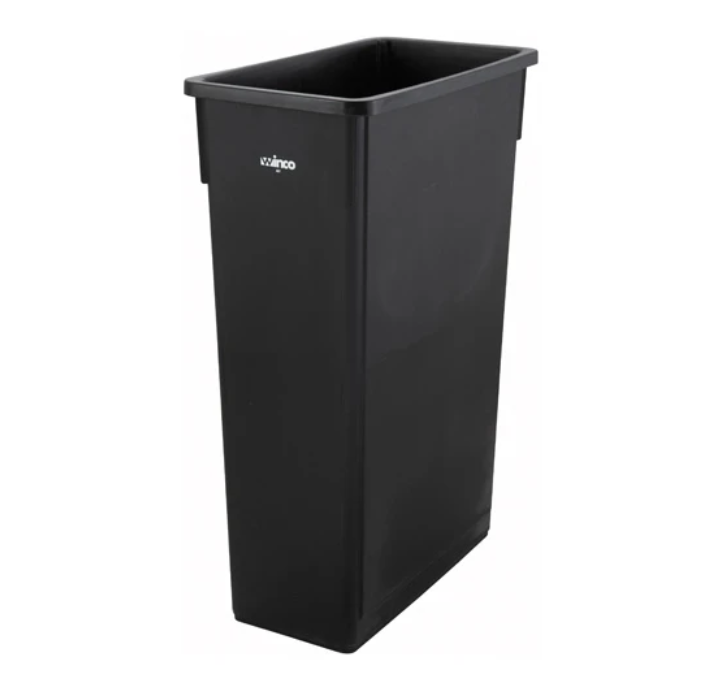 Winco, 23 Gallon Slender Trash Can (Black / Gray)