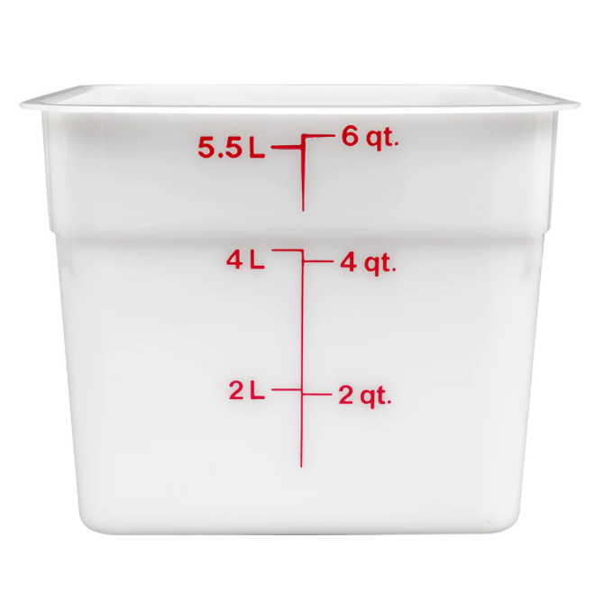 Thunder Group, 6 Quart White Polypropylene Square Storage Container