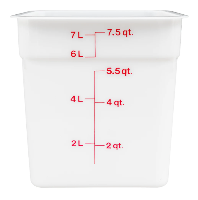 Thunder Group, 8 Quart White Polypropylene Square Storage Container