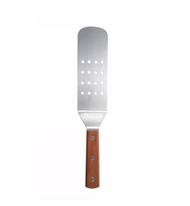 Winco, Perforated Curved Blade Turner Spatula (Wooden Handle)
