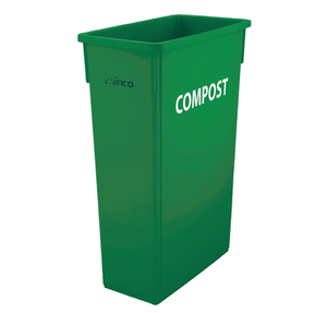 Winco, 23 Gallon Slender Recycle Trash Cans (Green / Blue)